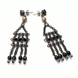 Vintage Erickson Beamon-Style Pearlescent Chandelier Earrings — EUC
